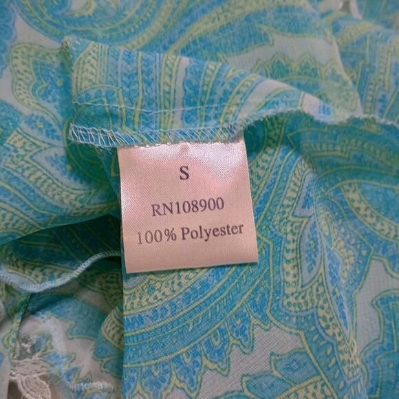 Vintage Bed Of Roses Sheer Slip Size S Paisley Fairy Coquette Ballet Aqua Womens - Picture 10 of 11